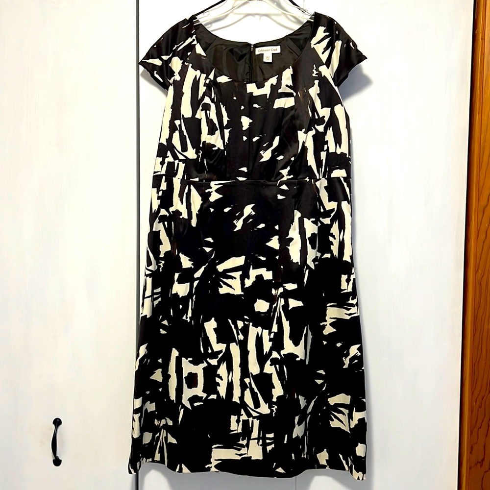 Coldwater creek womens dress size 16 black, cream and brown accents